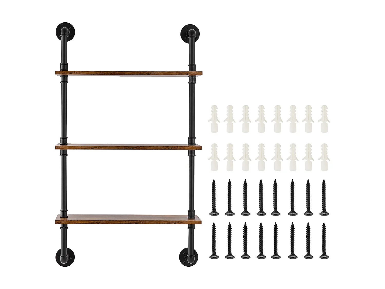 Étagère Mural, Étagère Industrielle à 3 Niveaux, 61 x 20 CM, Montage Mural, Cuisine, Chambre à Coucher