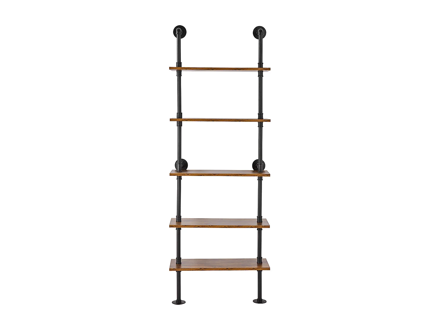 Étagère Mural, Étagère à 5 Niveaux 61 x 25 CM, Montage Mural, Rangement, Bois/Métal, Noir, Chambre à Coucher