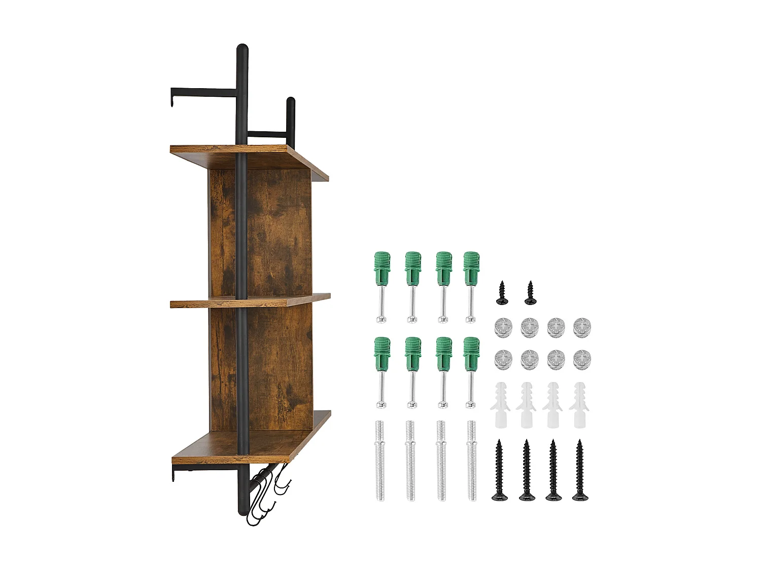 Étagère Mural, Étagère Industrielle à 3 Niveaux , 105.5 x 25 CM, Montage Mural pour Cuisine, Chambre à Coucher