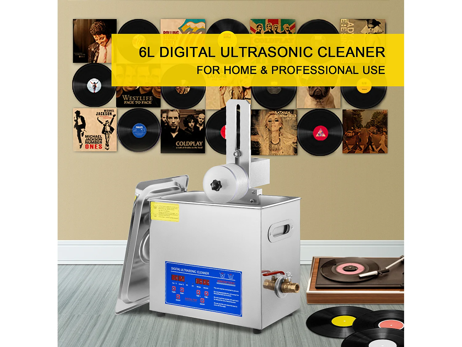 Ultrasoon Reiniger, SucceBuy 6L Ultrasoon Schijfreiniger met Droogrek Complete Set