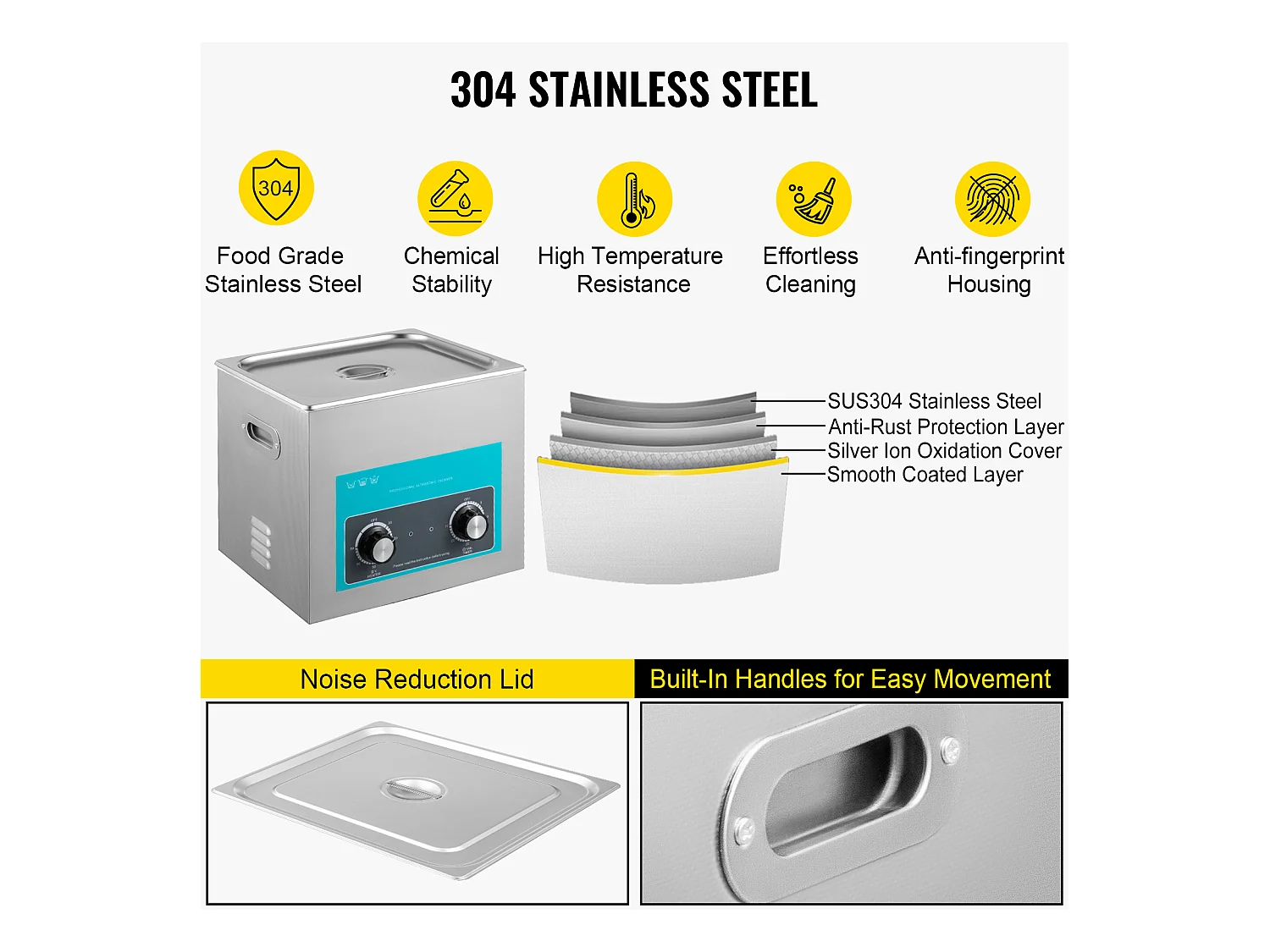 Ultraschallreiniger, SucceBuy 10L Ultraschallreiniger mit Heizung, Timer und Steuerknopf für die Schmuckreinigung im Labor