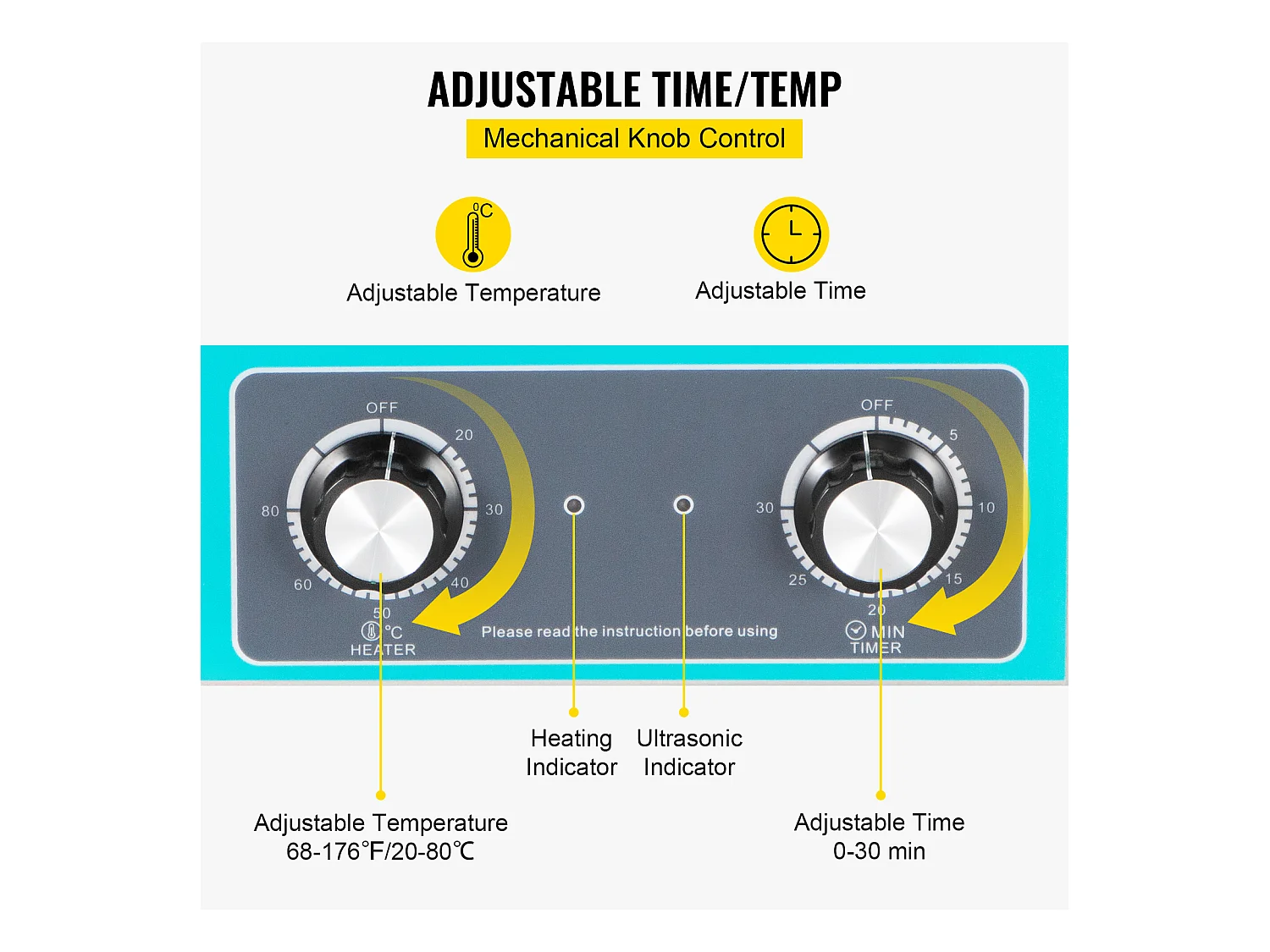 Ultraschallreiniger, SucceBuy 10L Ultraschallreiniger mit Heizung, Timer und Steuerknopf für die Schmuckreinigung im Labor