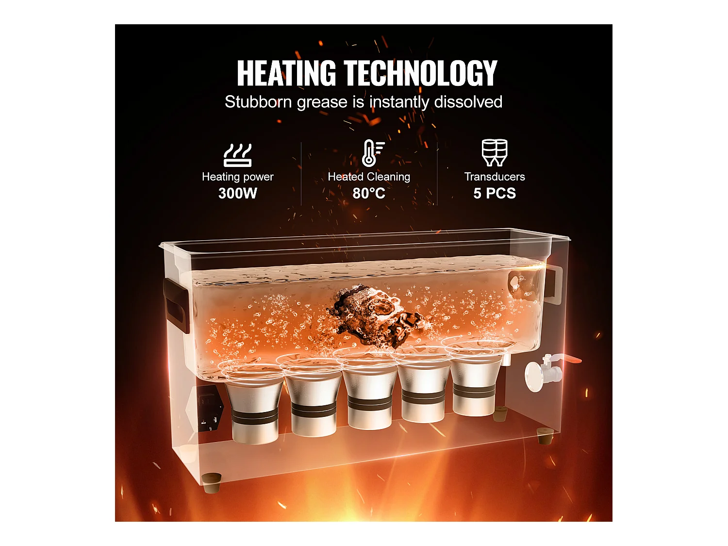 Nettoyeur à Ultrasons, SucceBuy Nettoyeur à Ultrasons pour Pistolet 10 L, Minuterie 300 W, Chauffage et Panier