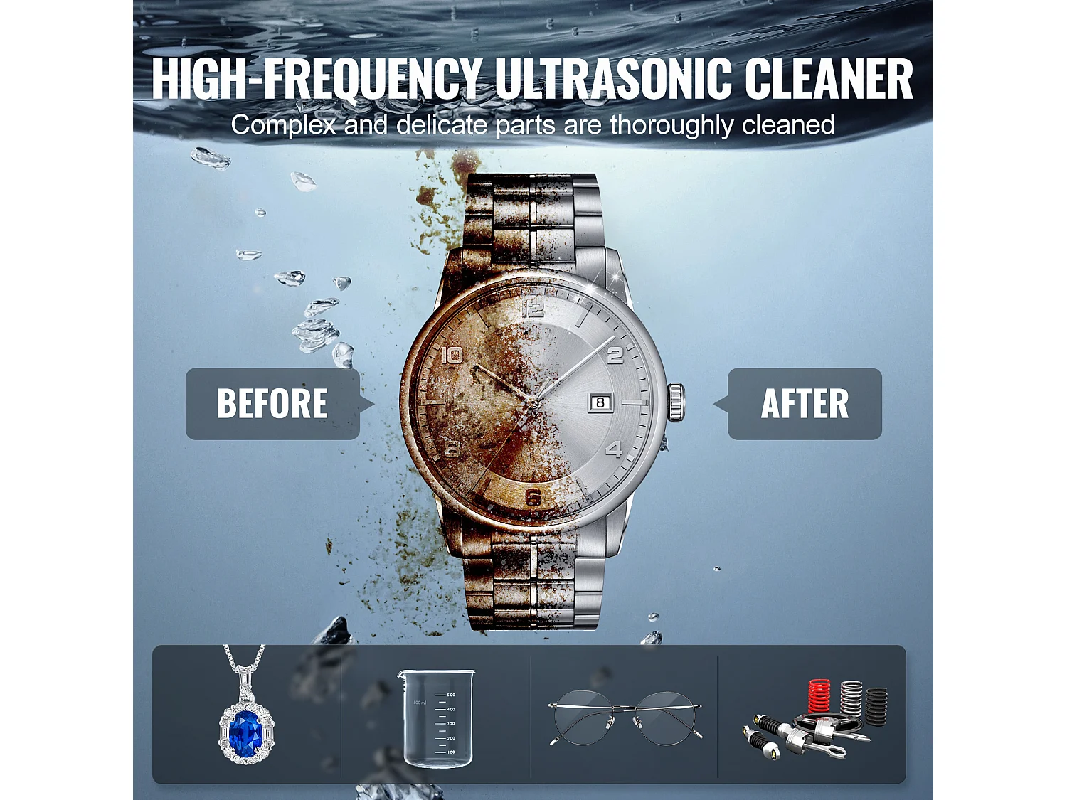 Nettoyeur à Ultrasons, SucceBuy Nettoyeur à Ultrasons pour Pistolet 10 L, Minuterie 300 W, Chauffage et Panier