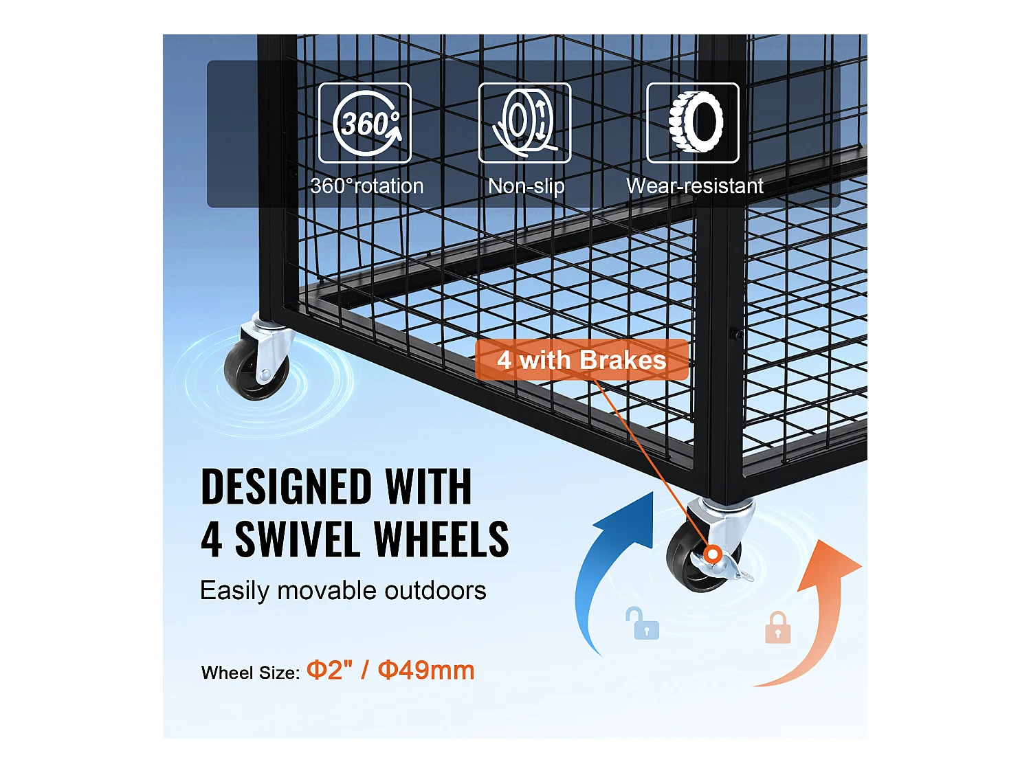 Carrito SucceBuy Carrito de Almacenamiento con Ruedas de Acero para Pelotas de Deporte para Garajes, Escuelas