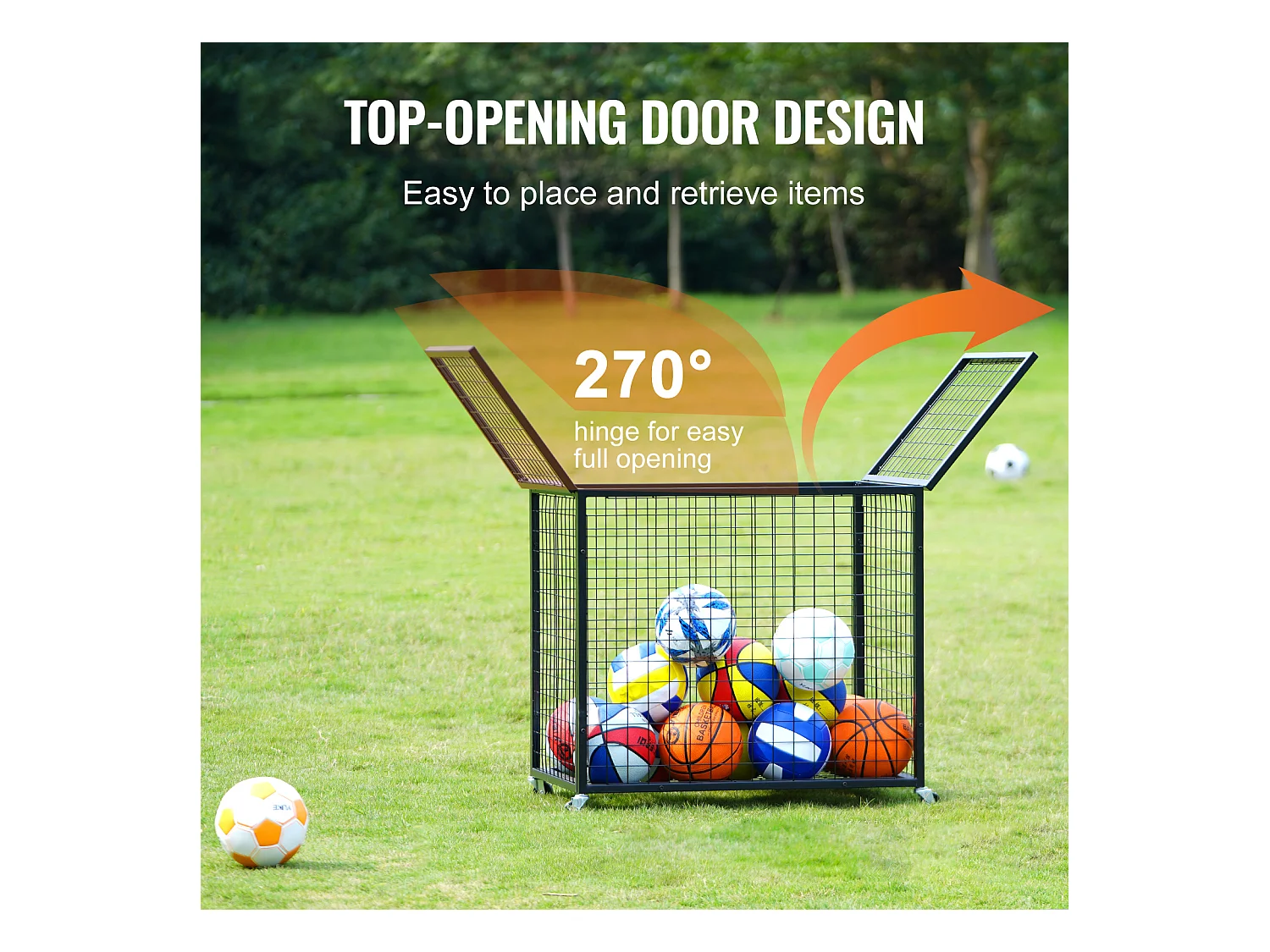 Carrito SucceBuy Carrito de Almacenamiento con Ruedas de Acero para Pelotas de Deporte para Garajes, Escuelas