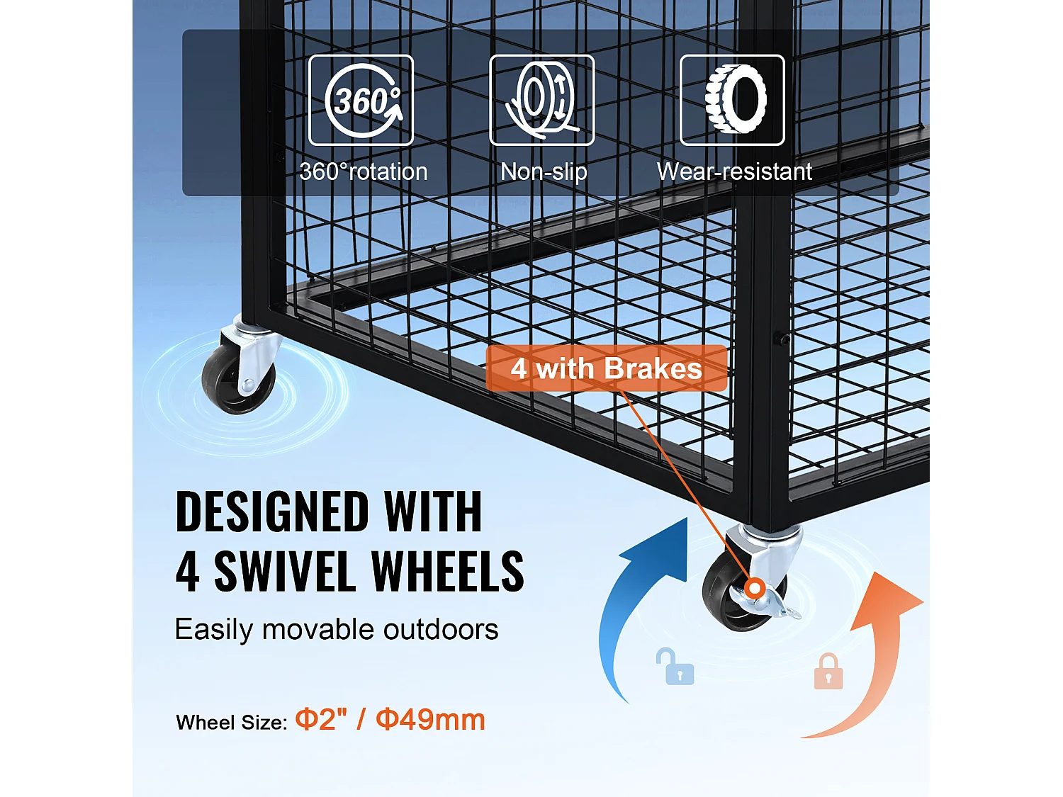 Chariot SucceBuy Chariot de Rangement à Roulettes en Acier pour Ballons de Sport Pour Garages, Écoles