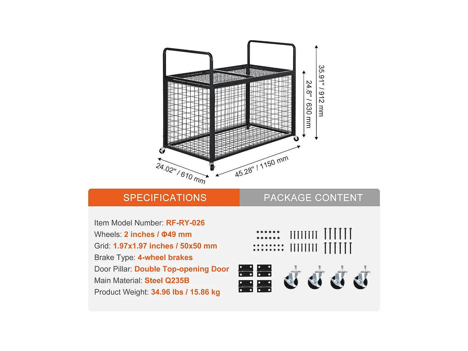 Chariot SucceBuy Chariot de Rangement à Roulettes en Acier pour Garages, Écoles, Gymnases Verrouillable