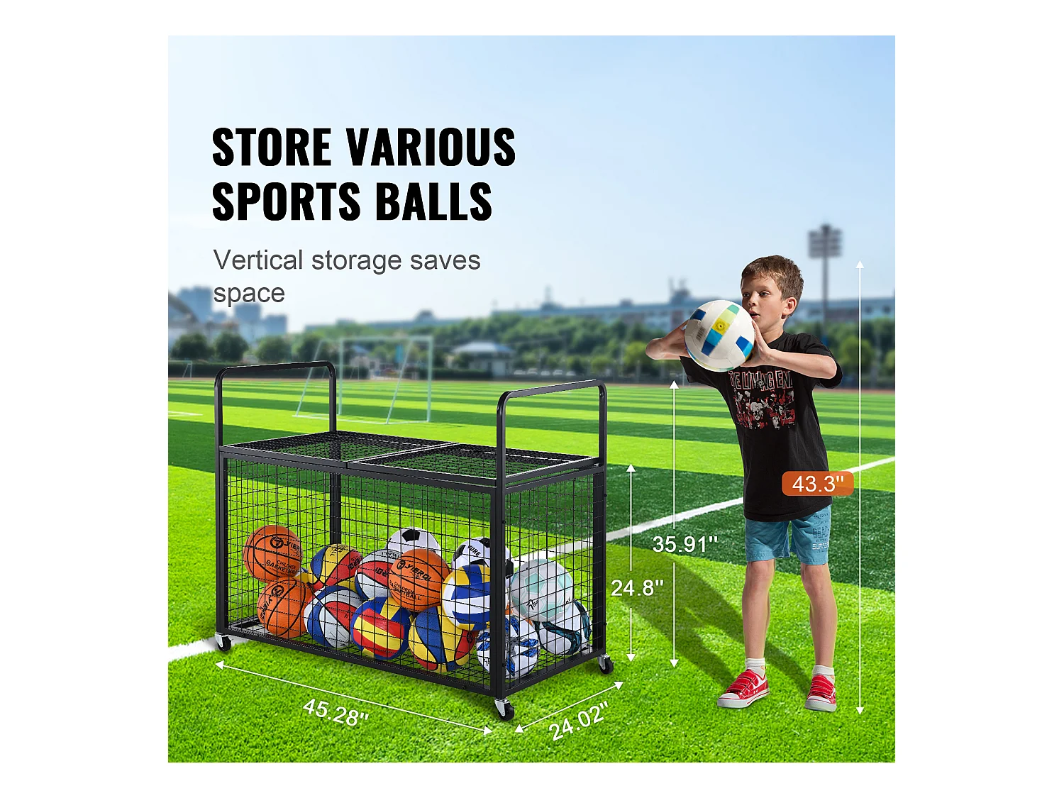 Chariot SucceBuy Chariot de Rangement à Roulettes en Acier pour Garages, Écoles, Gymnases Verrouillable