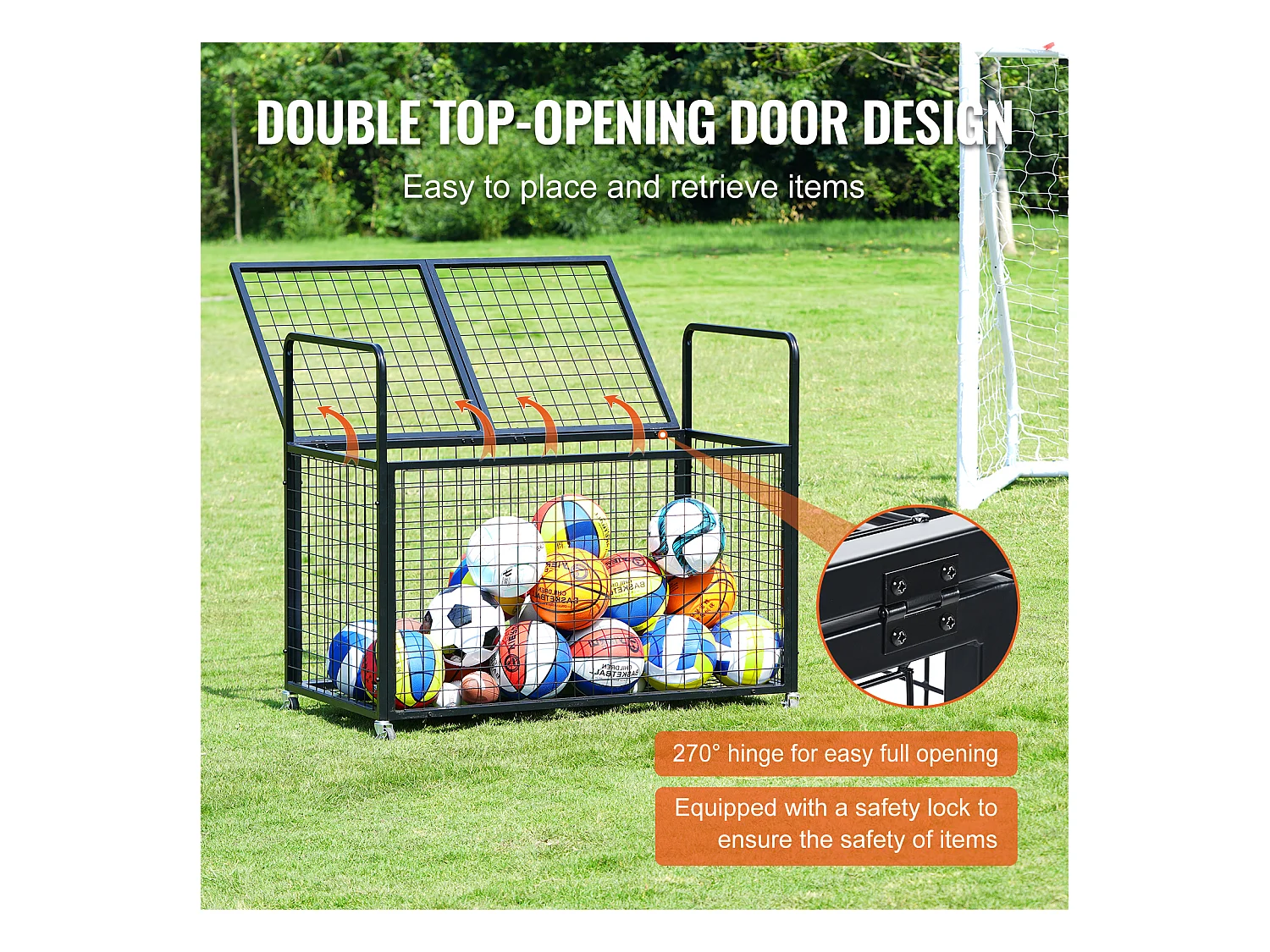 Chariot SucceBuy Chariot de Rangement à Roulettes en Acier pour Garages, Écoles, Gymnases Verrouillable