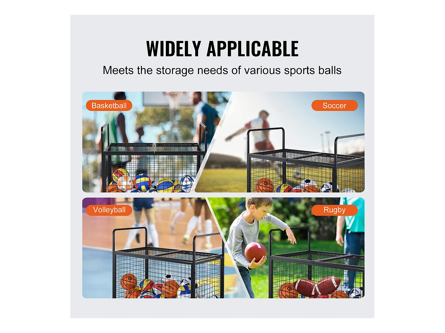 Chariot SucceBuy Chariot de Rangement à Roulettes en Acier pour Garages, Écoles, Gymnases Verrouillable