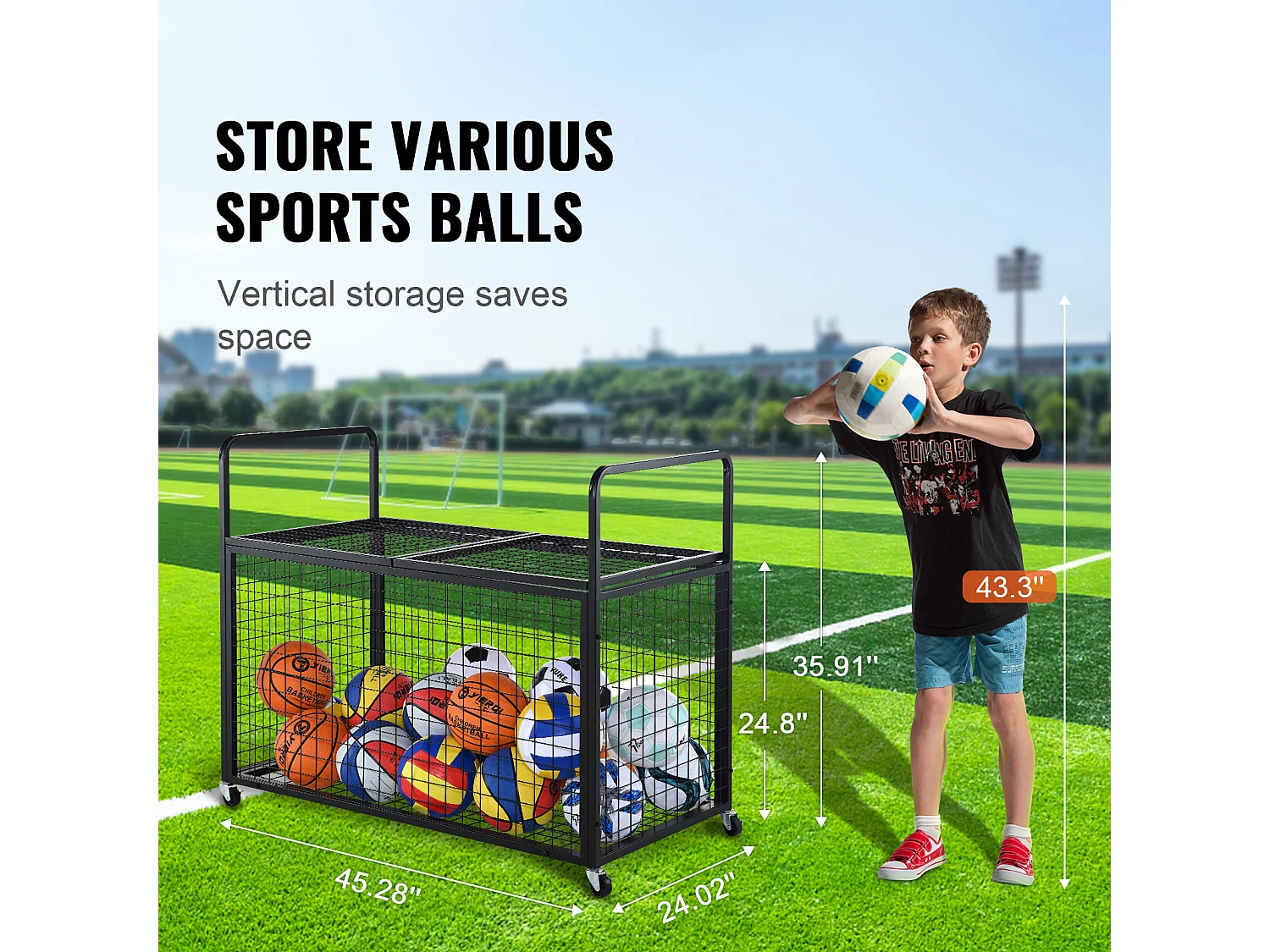 Carrello SucceBuy Carrello di Archiviazione con Ruote in Acciaio per Garaggi, Scuole, Gimnasji Bloccabile