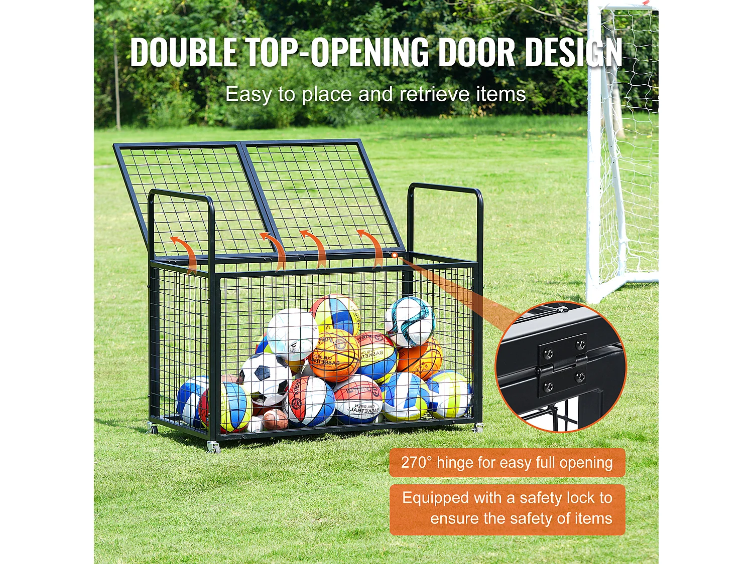 Carrello SucceBuy Carrello di Archiviazione con Ruote in Acciaio per Garaggi, Scuole, Gimnasji Bloccabile