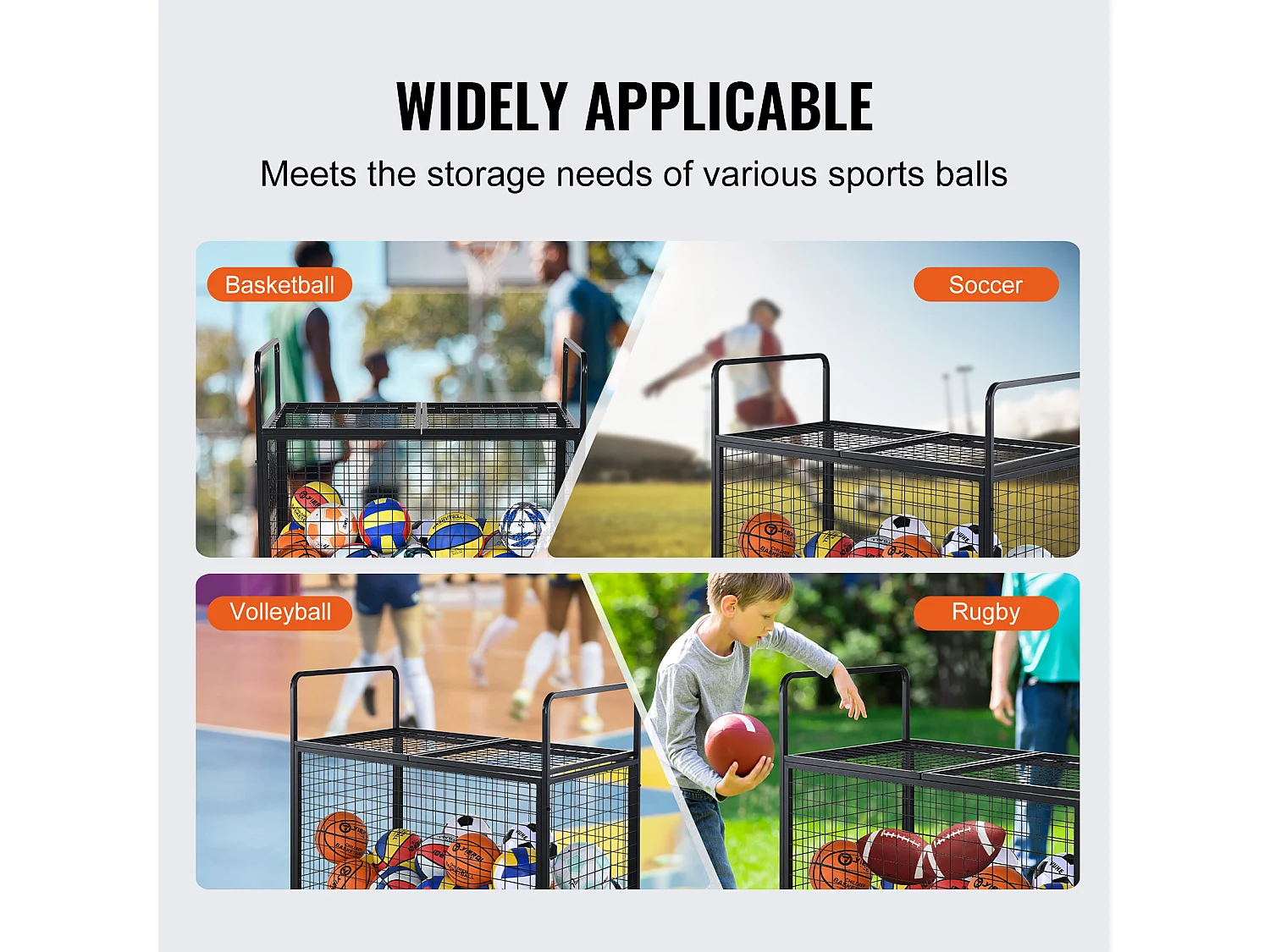 Carrello SucceBuy Carrello di Archiviazione con Ruote in Acciaio per Garaggi, Scuole, Gimnasji Bloccabile