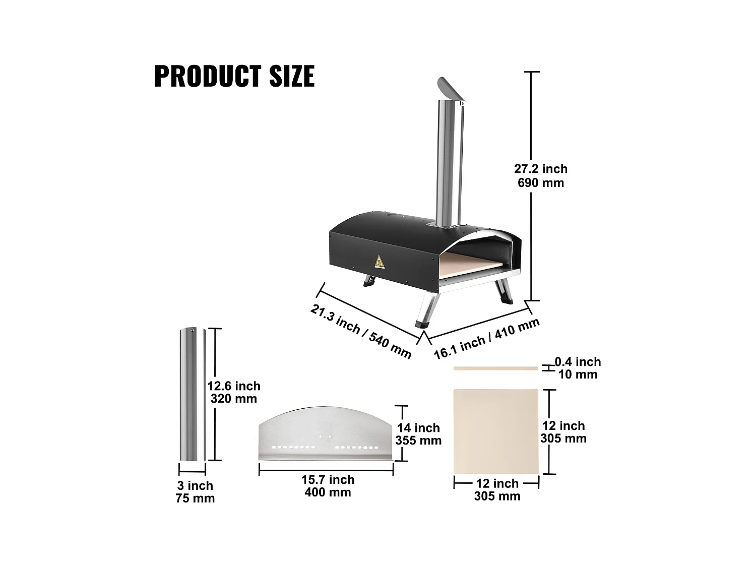 Four à Pizza D'extérieur Portable SucceBuy 30.5Cm, Granulés de Bois, Barbecue en Acier Inoxydable