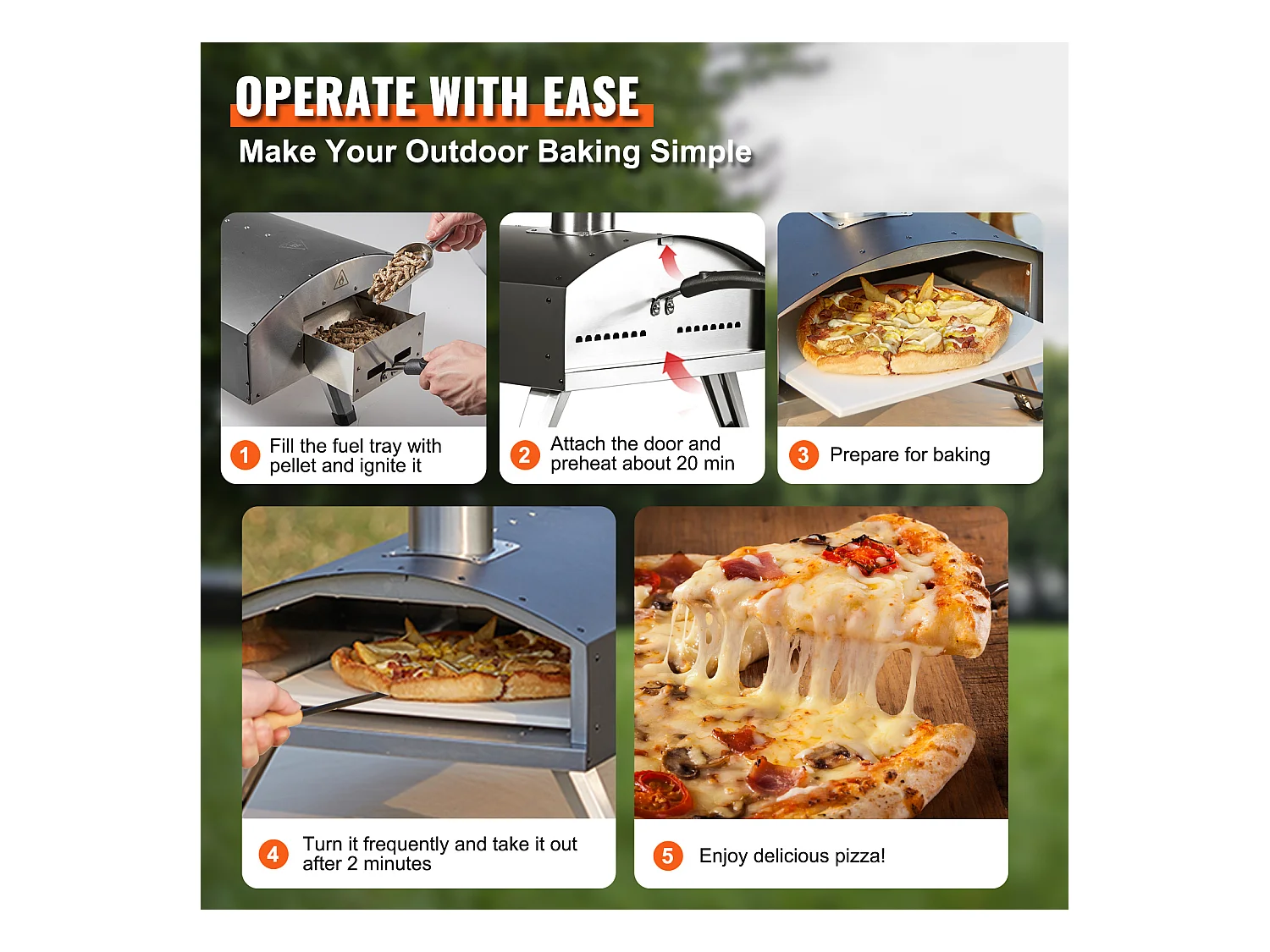 Four à Pizza D'extérieur Portable SucceBuy 30.5Cm, Granulés de Bois, Barbecue en Acier Inoxydable