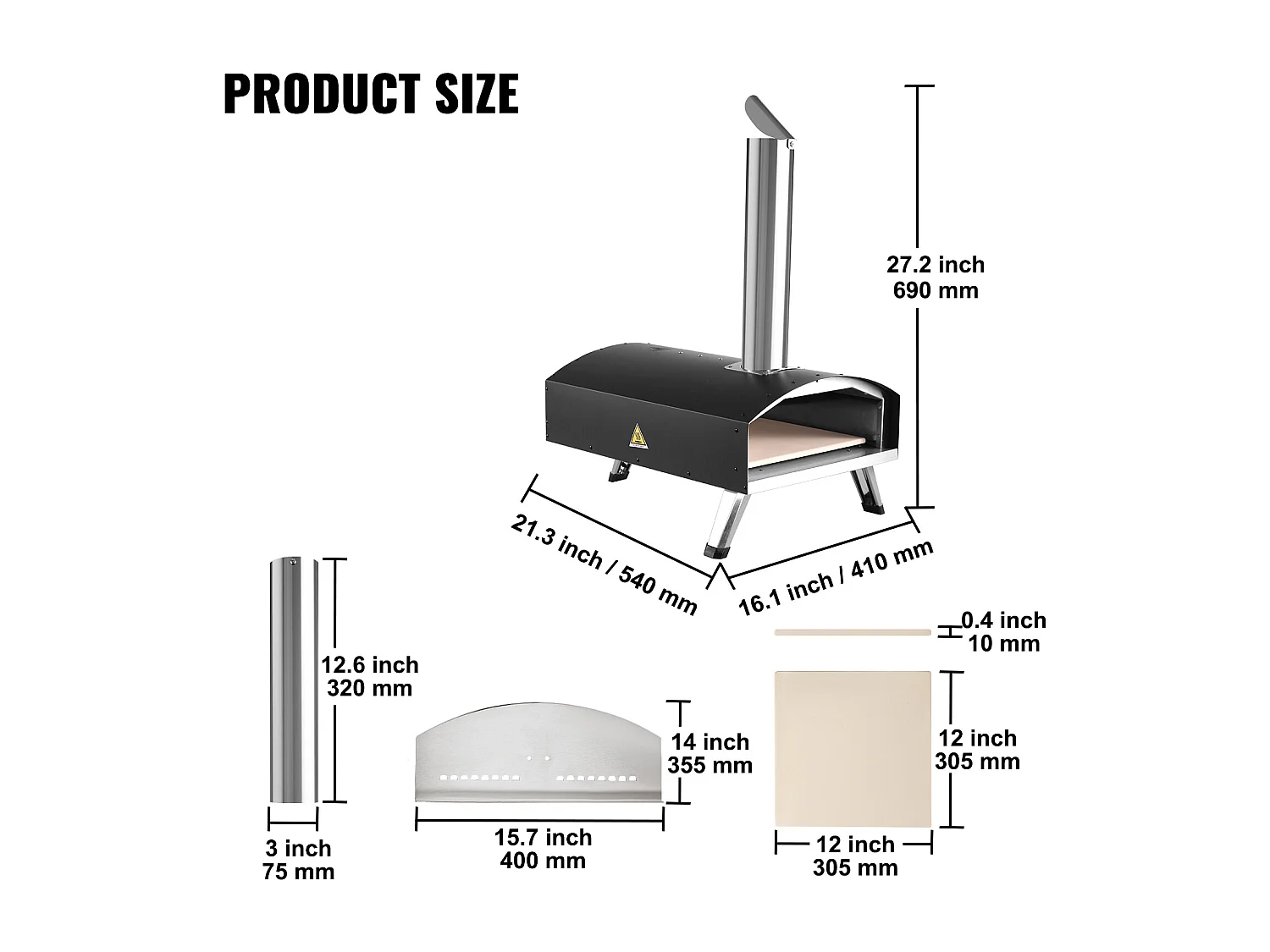 Four à Pizza D'extérieur Portable SucceBuy 30.5Cm, Granulés de Bois, Barbecue en Acier Inoxydable