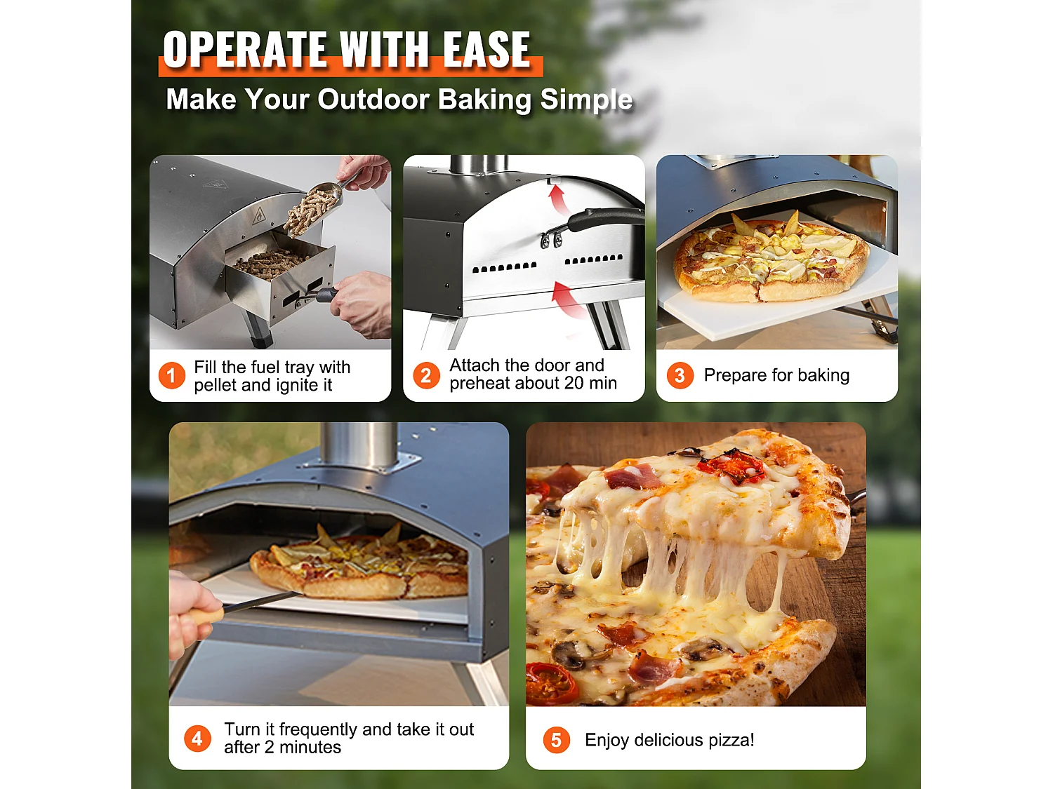 Four à Pizza D'extérieur Portable SucceBuy 30.5Cm, Granulés de Bois, Barbecue en Acier Inoxydable