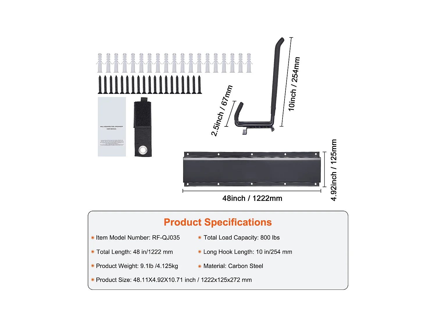 Supporto da Parete per Attrezzi da Garage SucceBuy Heavy Duty, Capacità 800 Libbre