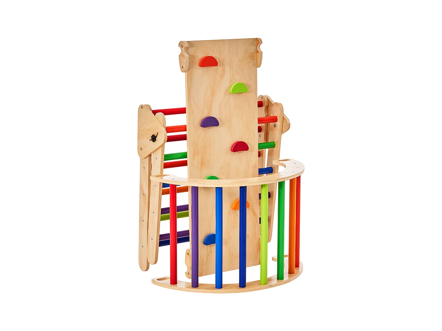 SucceBuy Arche d'escalade Enfants avec Toboggan Pikler 5 En 1, Jouets D'escalade Montessori pour Tout-petits, Coloré