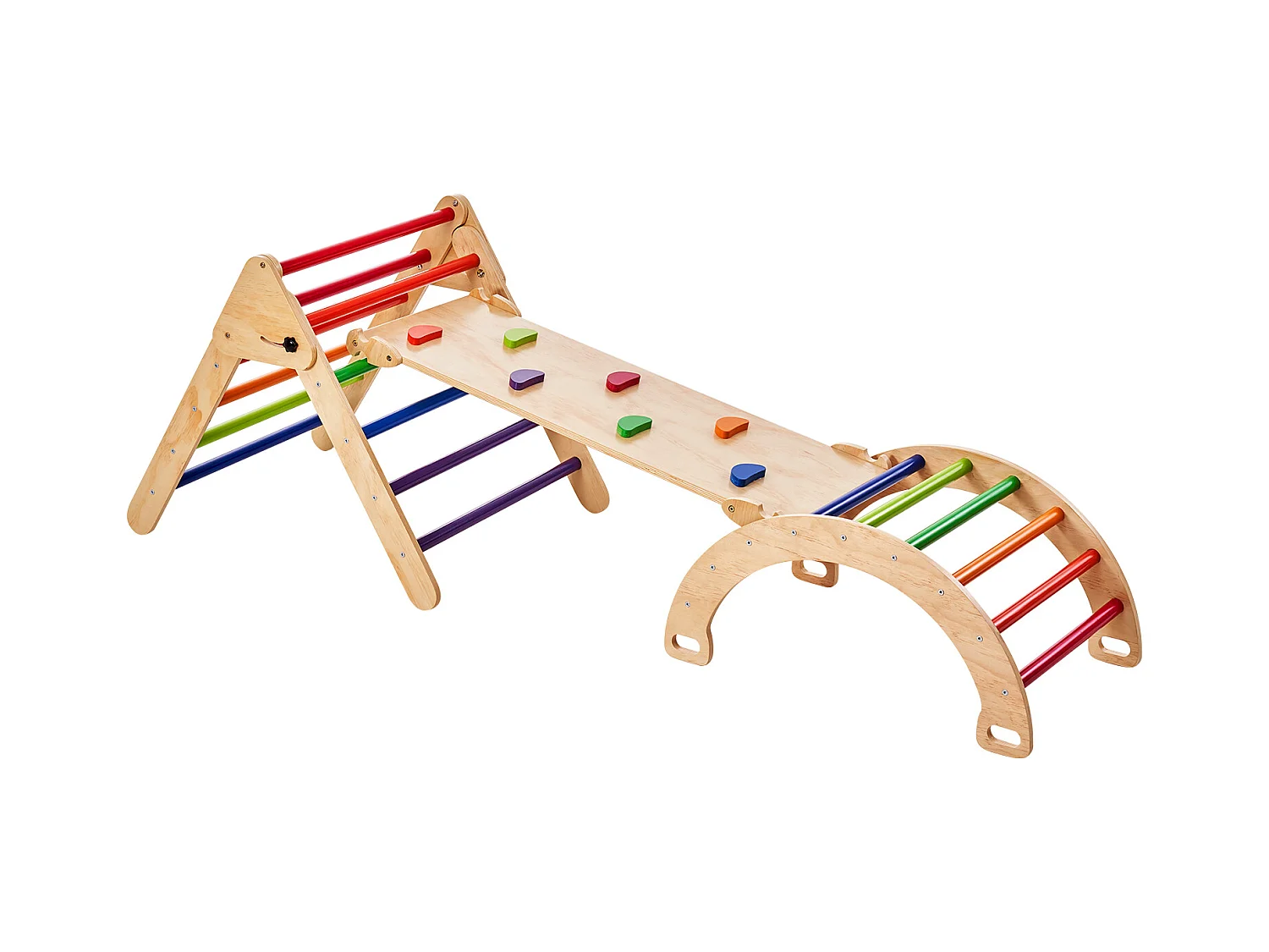 SucceBuy Arche d'escalade Enfants avec Toboggan Pikler 5 En 1, Jouets D'escalade Montessori pour Tout-petits, Coloré