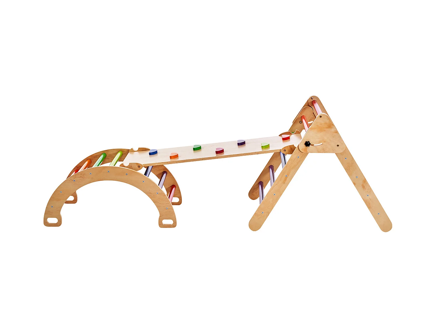 SucceBuy Arche d'escalade Enfants avec Toboggan Pikler 5 En 1, Jouets D'escalade Montessori pour Tout-petits, Coloré