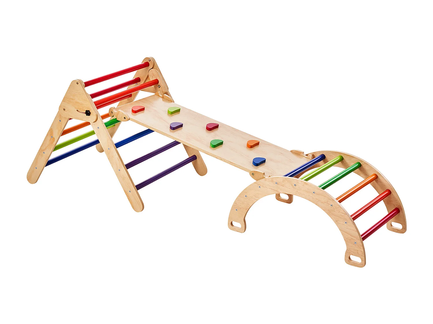 SucceBuy Arche d'escalade Enfants avec Toboggan Pikler 5 En 1, Jouets D'escalade Montessori pour Tout-petits, Coloré