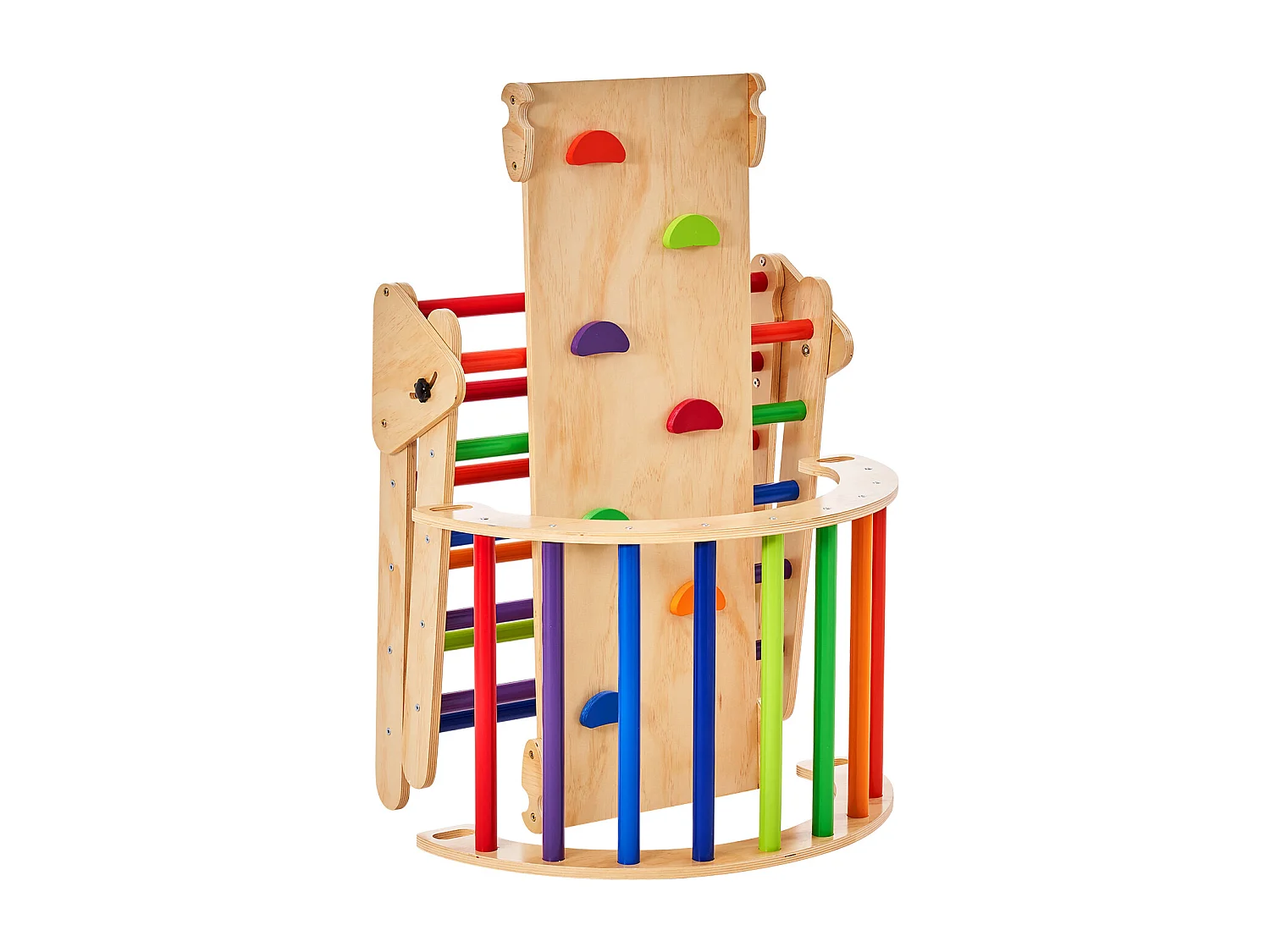 SucceBuy Arche d'escalade Enfants avec Toboggan Pikler 5 En 1, Jouets D'escalade Montessori pour Tout-petits, Coloré