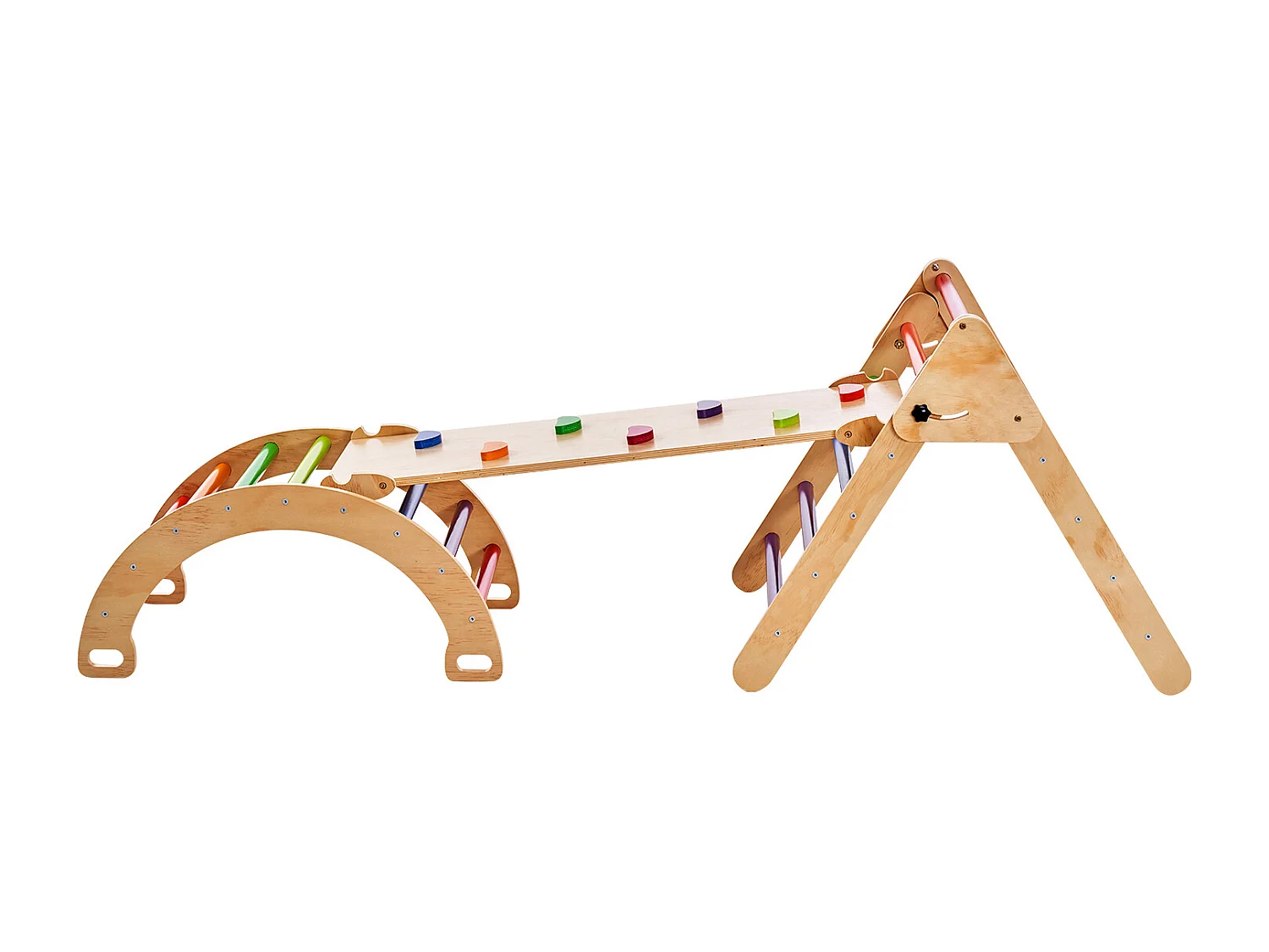 SucceBuy Arche d'escalade Enfants avec Toboggan Pikler 5 En 1, Jouets D'escalade Montessori pour Tout-petits, Coloré