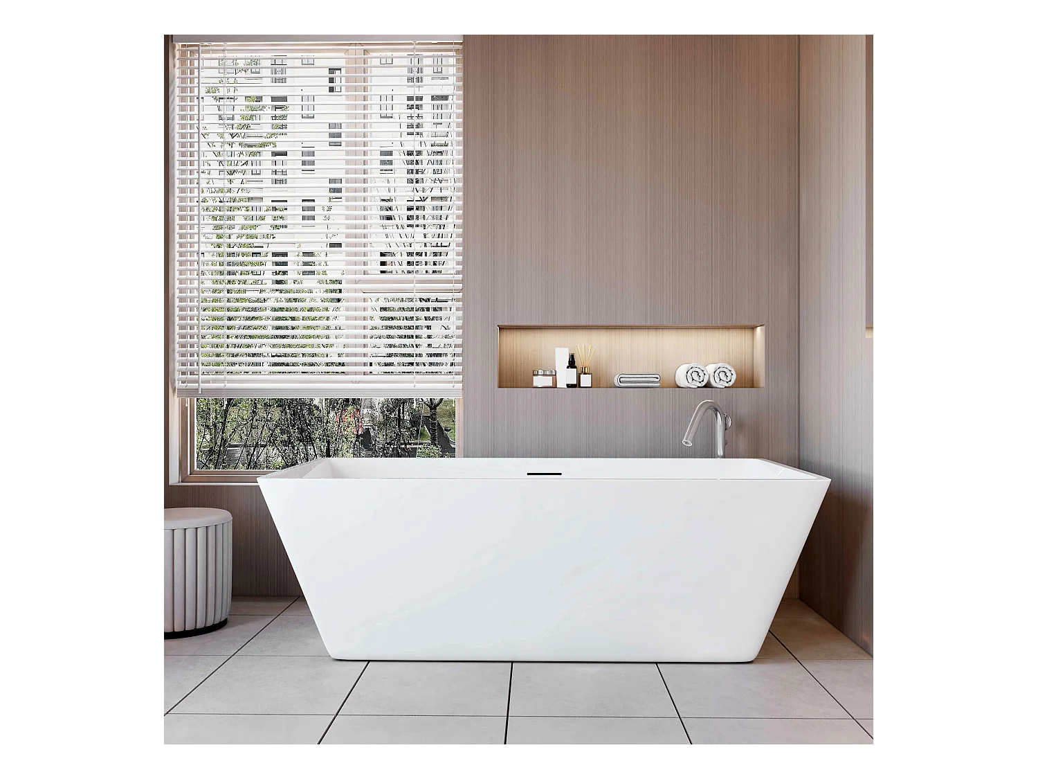 AICA Bañera de acrílico rectangular exenta,1700x800x580mm,color blanco,incluye manguera + desagüe