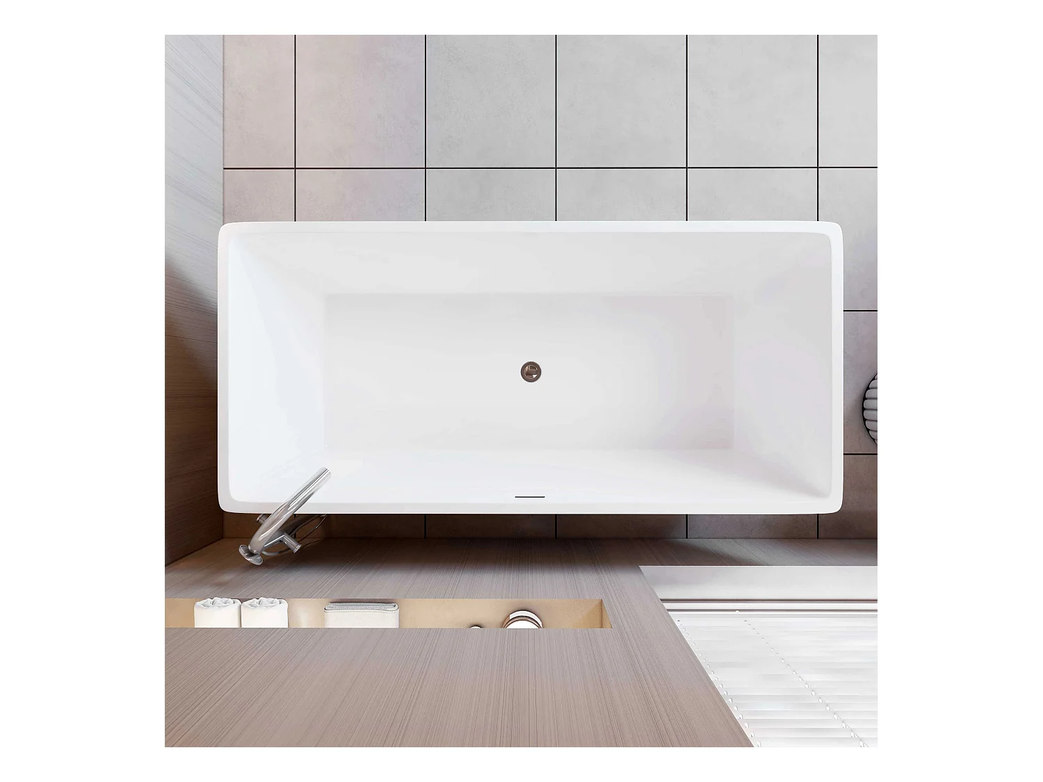 AICA Bañera de acrílico rectangular exenta,1700x800x580mm,color blanco,incluye manguera + desagüe