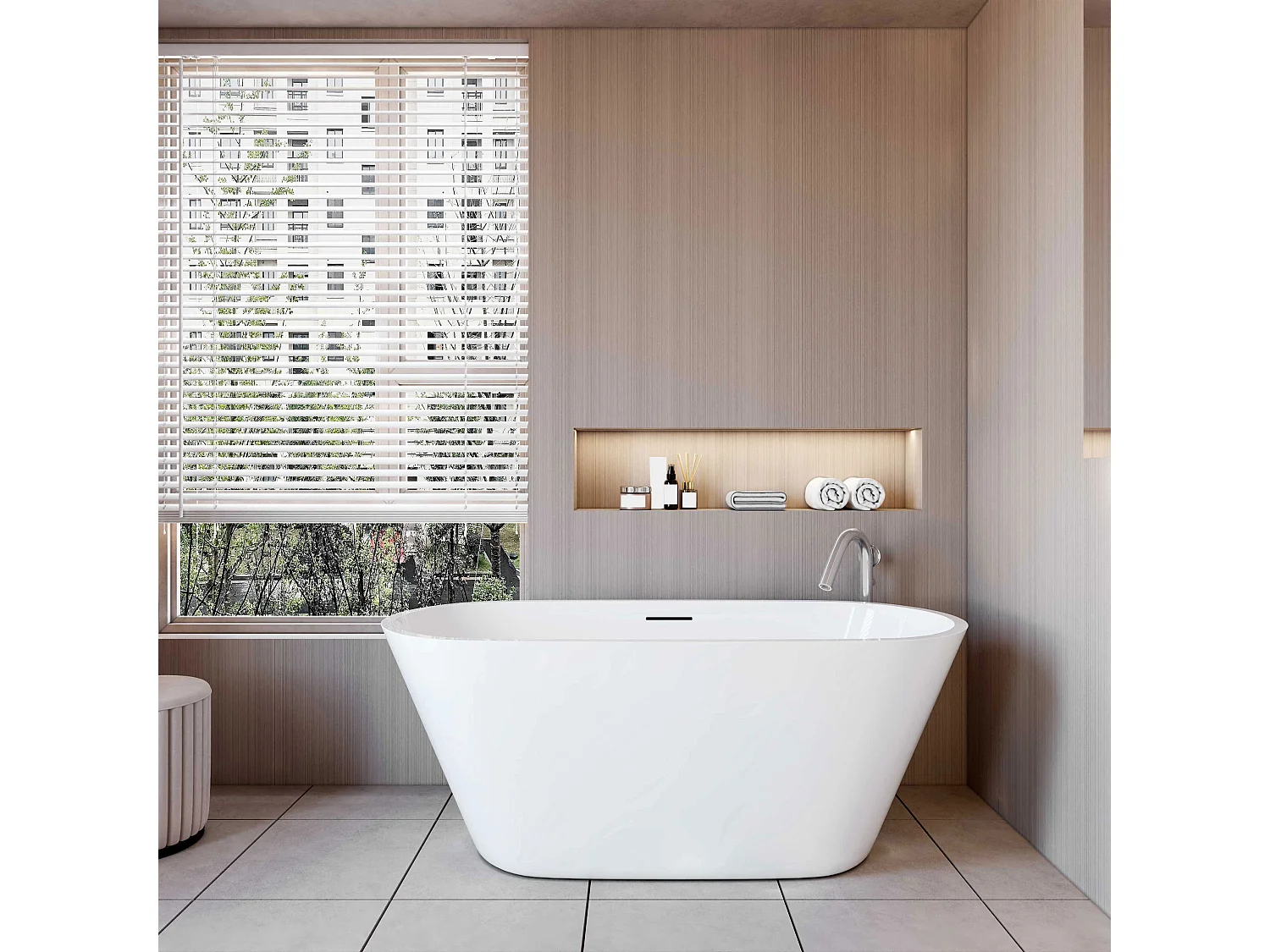 AICA Banheiras de ilha oval em acrílico,1500x700x580mm, branca, inclui mangueira + ralo