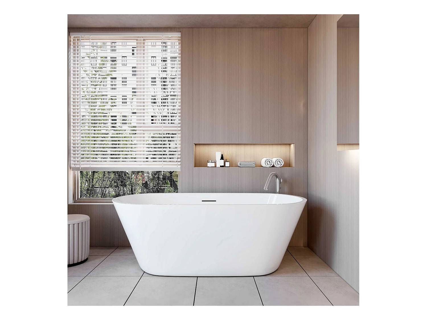 AICA Bañera acrílica exenta ovalada,1700x800x580mm,color blanco,incluye manguera + desagüe