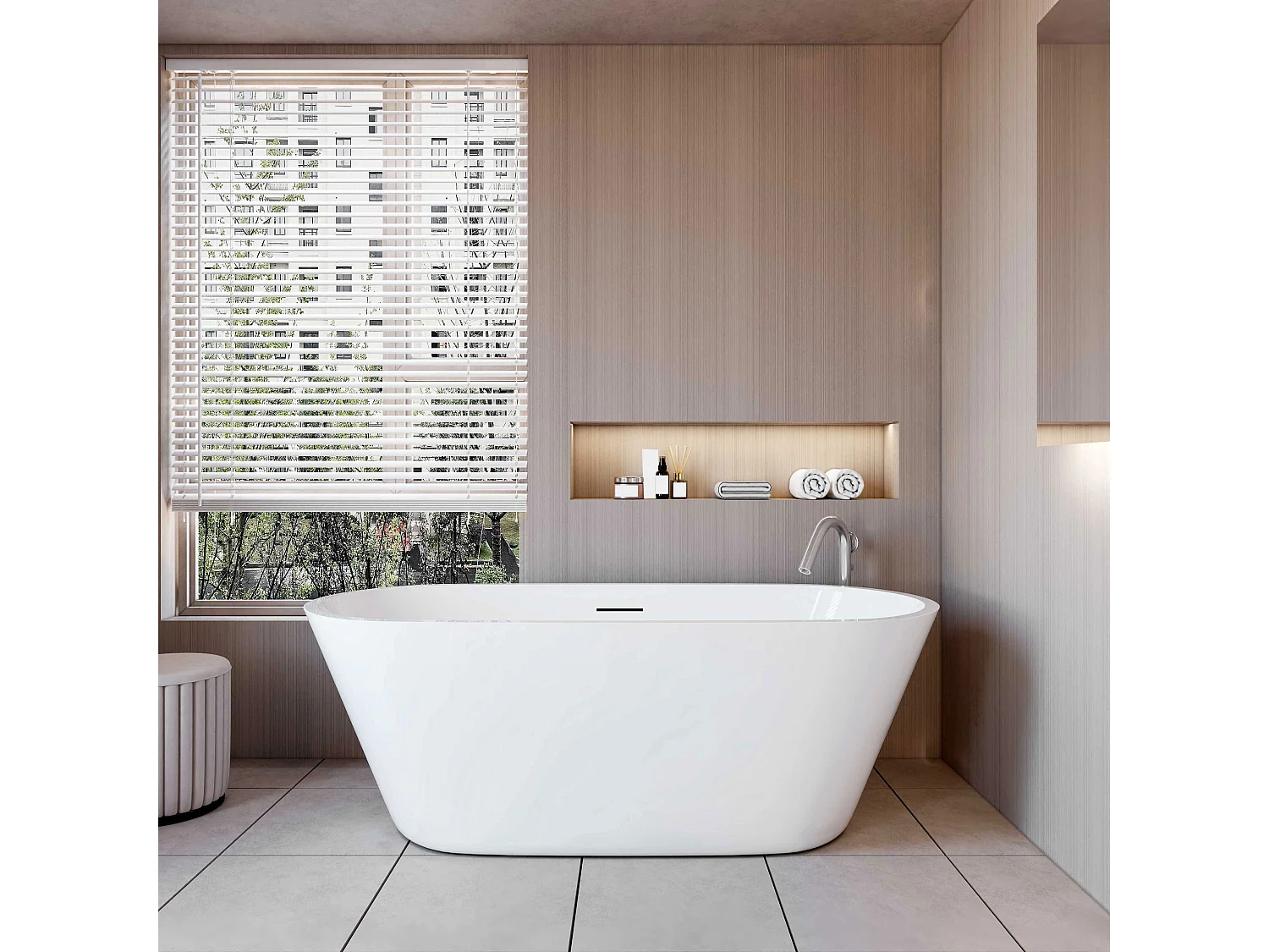 AICA Bañera acrílica exenta ovalada,1700x800x580mm,color blanco,incluye manguera + desagüe