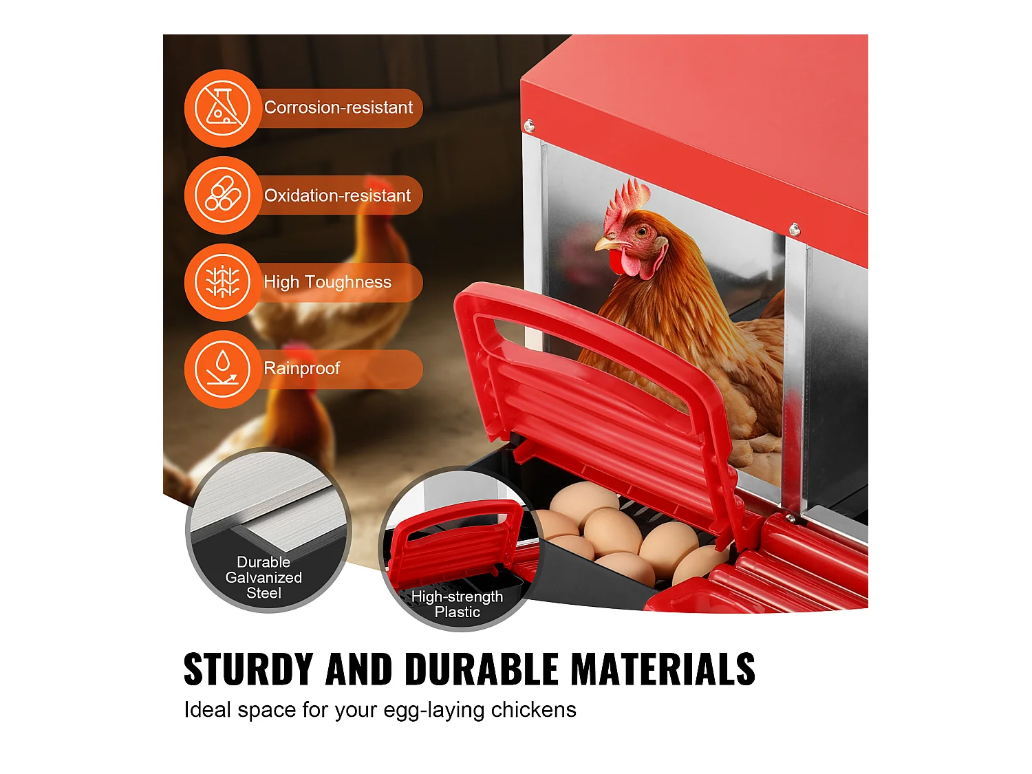 Pondoir pour Poules, SucceBuy Nichoir à Poules à 8 Compartiments, Boîte en Métal avec Conception de Nidification Inclinée