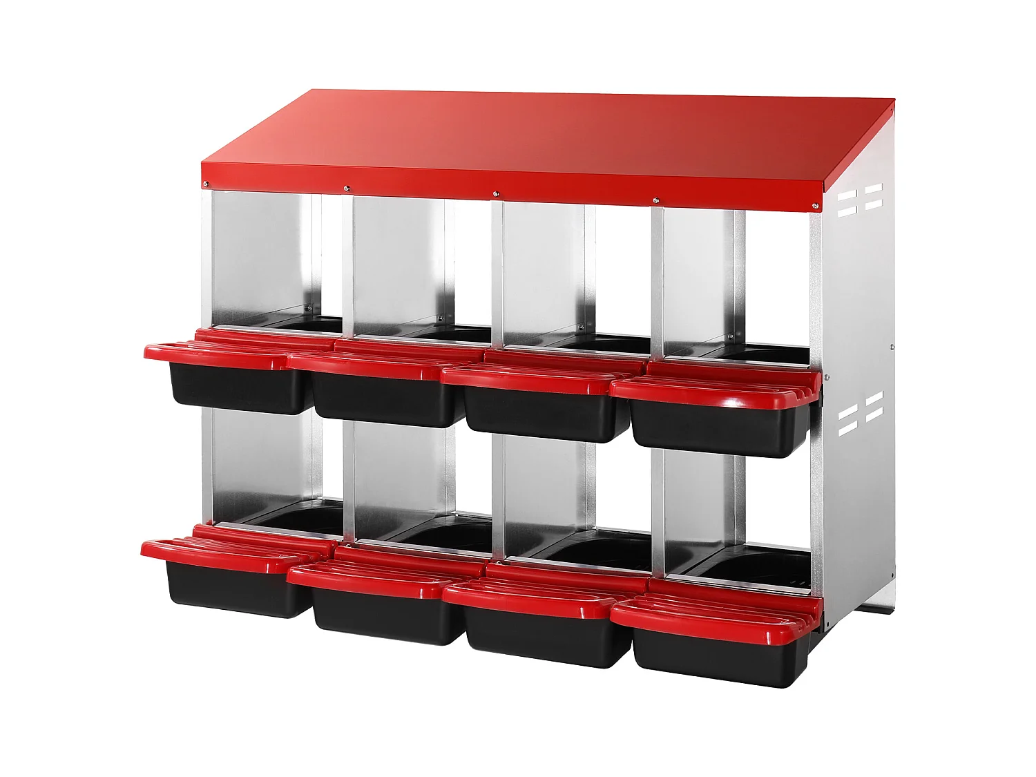 Pondoir pour Poules, SucceBuy Nichoir à Poules à 8 Compartiments, Boîte en Métal avec Conception de Nidification Inclinée