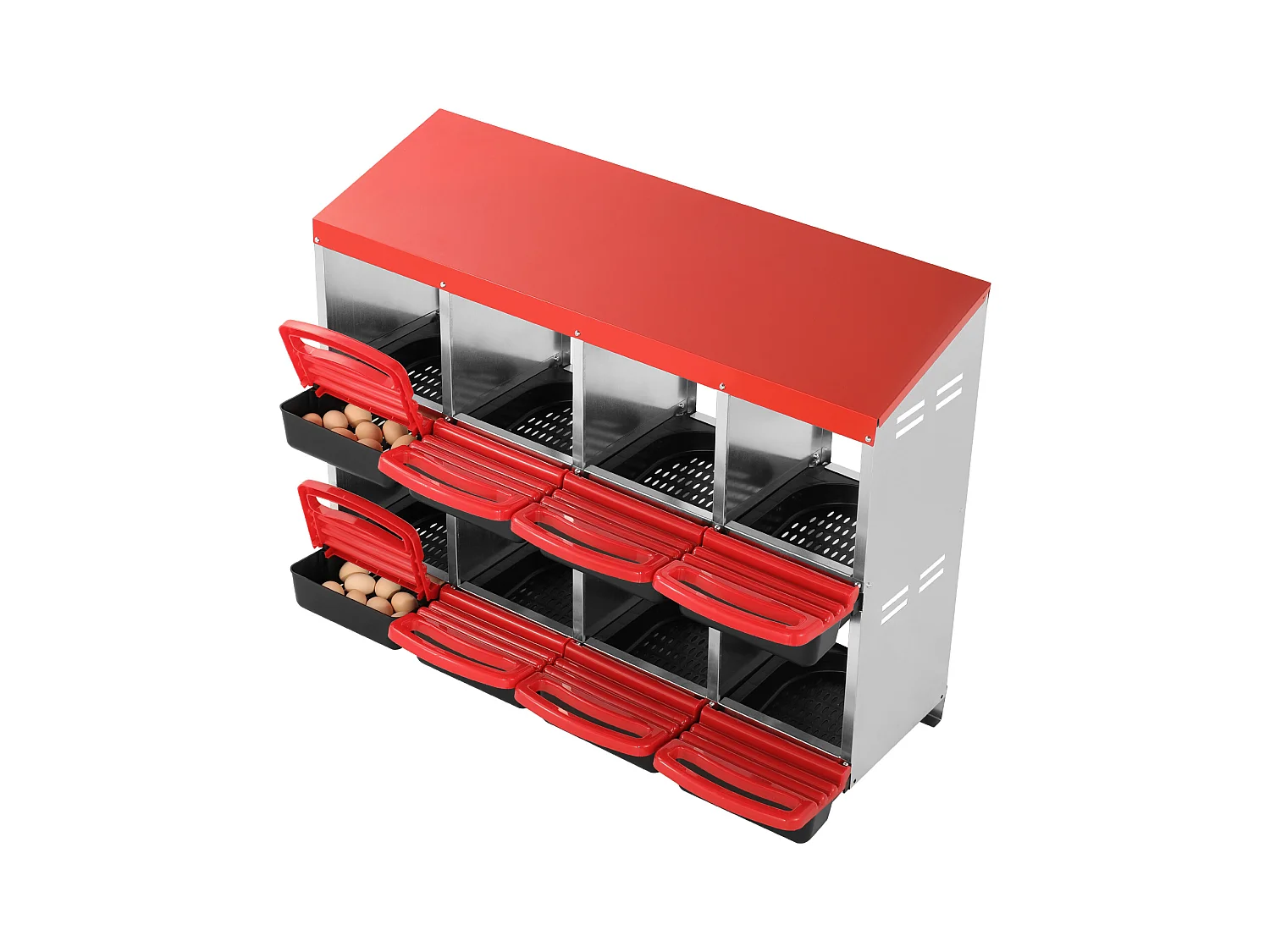 Pondoir pour Poules, SucceBuy Nichoir à Poules à 8 Compartiments, Boîte en Métal avec Conception de Nidification Inclinée