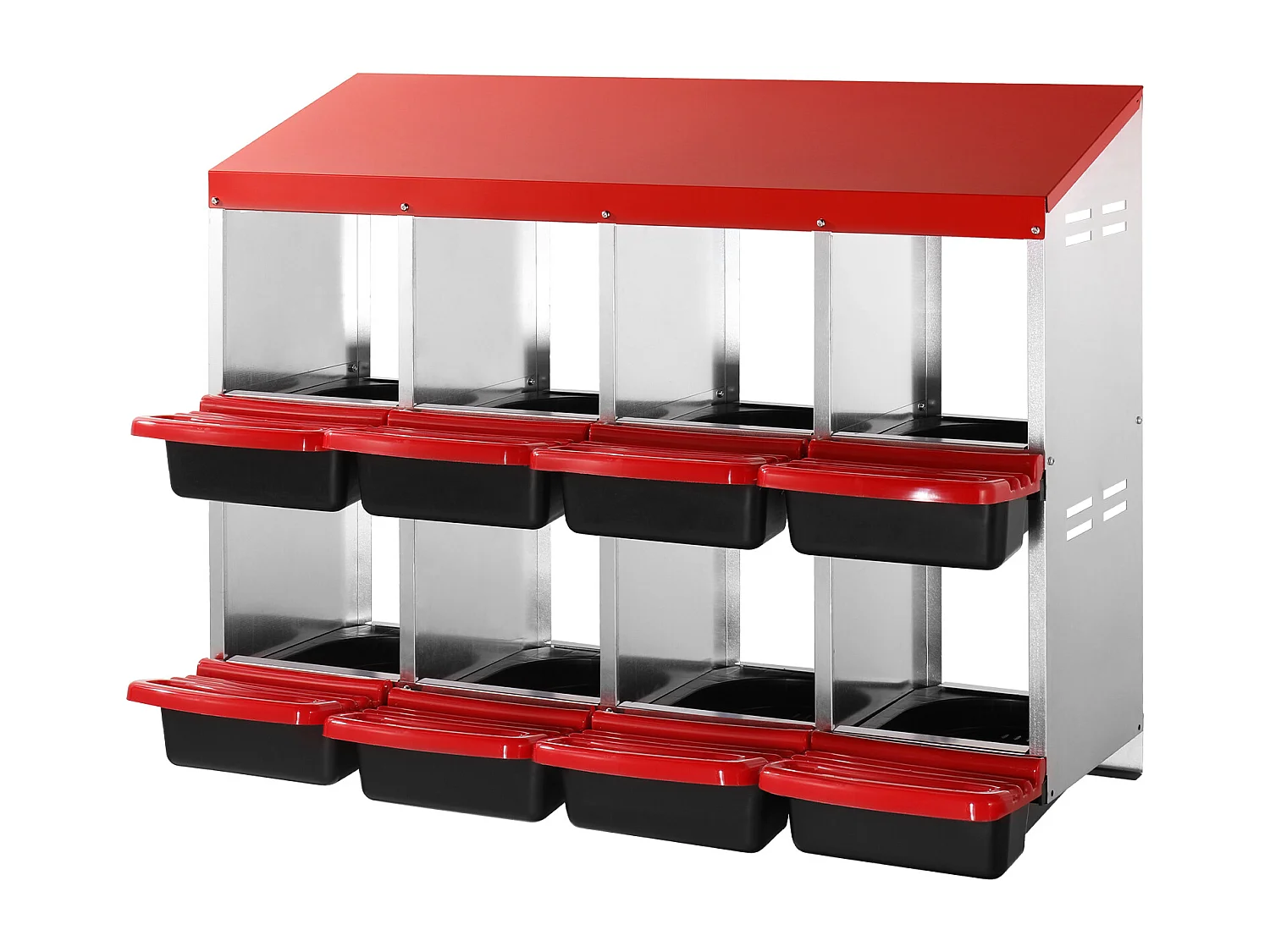 Nido para Gallinas SucceBuy de 8 Compartimentos, Caja Metálica con Diseño Inclinado