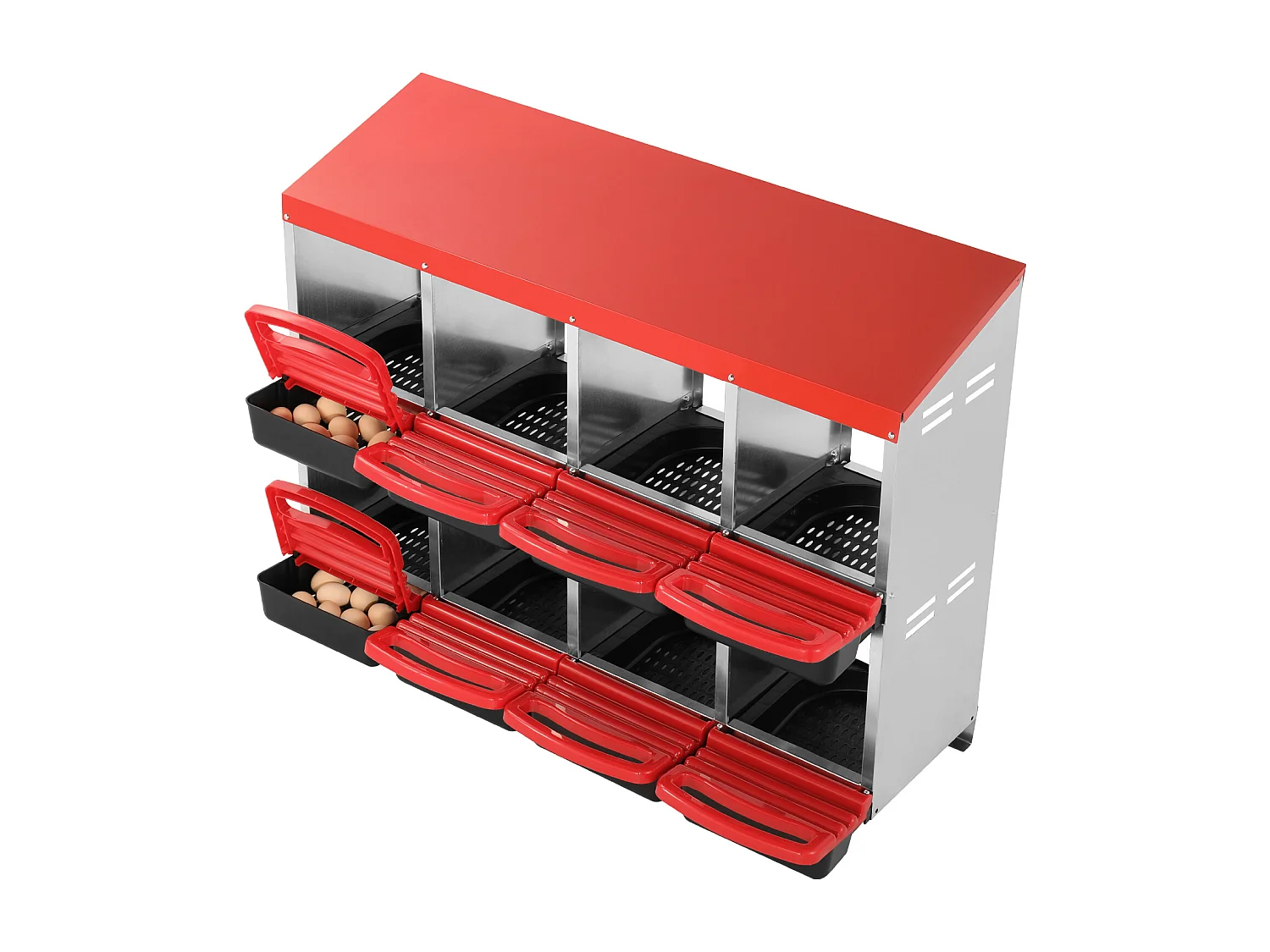 Nido para Gallinas SucceBuy de 8 Compartimentos, Caja Metálica con Diseño Inclinado