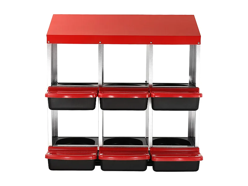 Nestkast voor Kippen, SucceBuy Nestkast voor Kippen met 6 Compartimenten, Metalen Doos met Schuin Nestontwerp