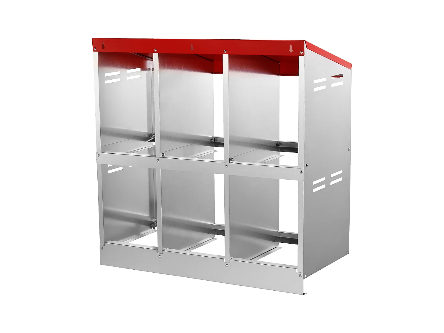 Pondoir pour Poules, SucceBuy Nichoir à Poules à 6 Compartiments, Boîte en Métal avec Conception de Nidification Inclinée