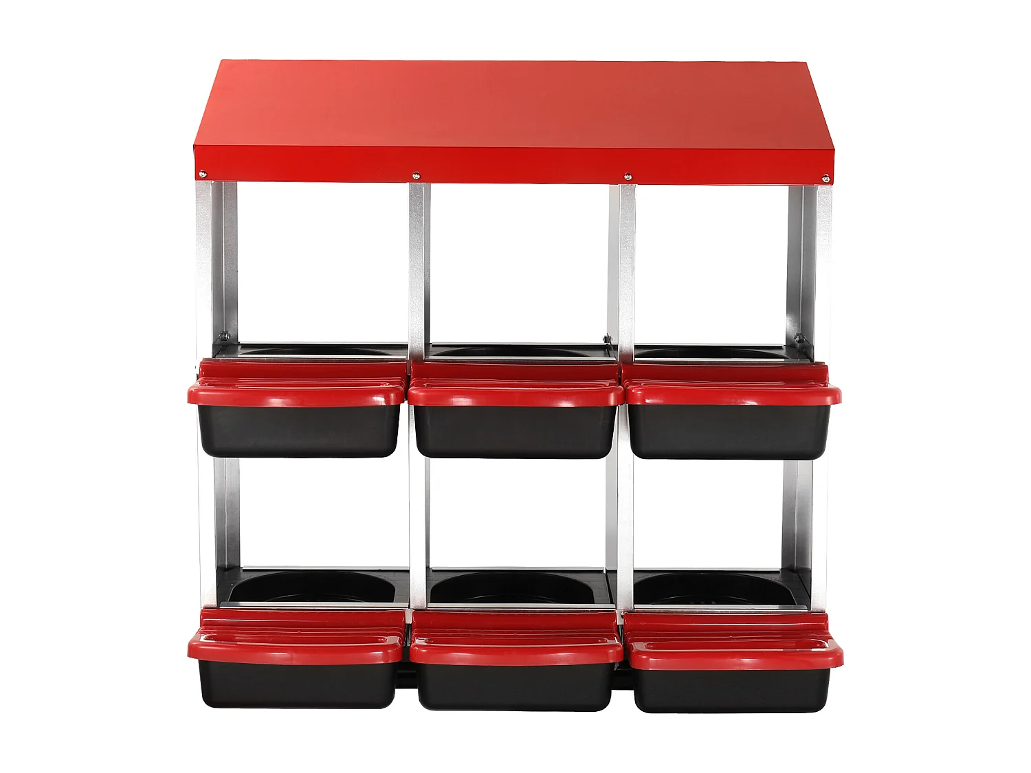 Pondoir pour Poules, SucceBuy Nichoir à Poules à 6 Compartiments, Boîte en Métal avec Conception de Nidification Inclinée