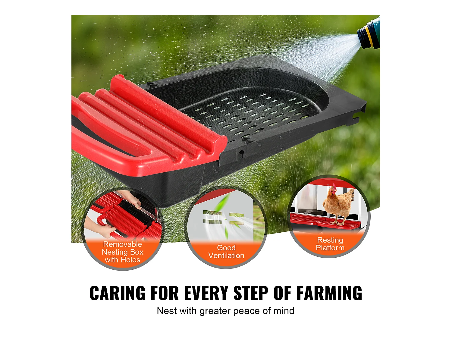 Pondoir pour Poules, SucceBuy Nichoir à Poules à 4 Compartiments, Boîte en Métal avec Conception de Nidification Inclinée