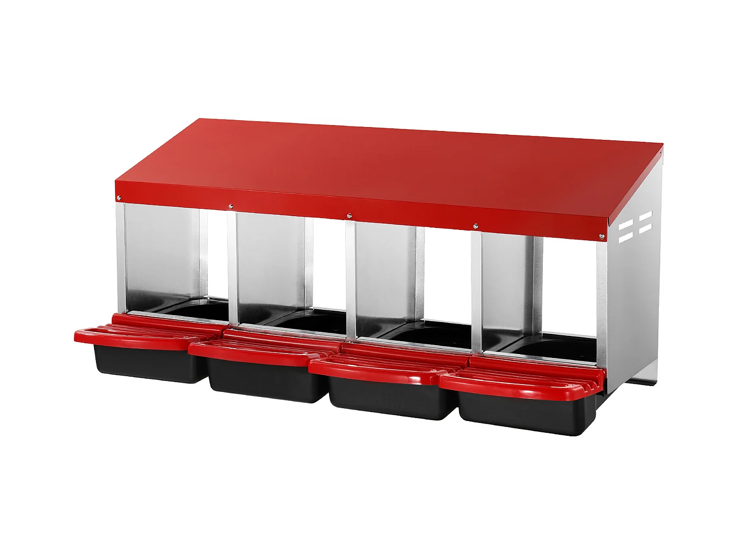 Pondoir pour Poules, SucceBuy Nichoir à Poules à 4 Compartiments, Boîte en Métal avec Conception de Nidification Inclinée