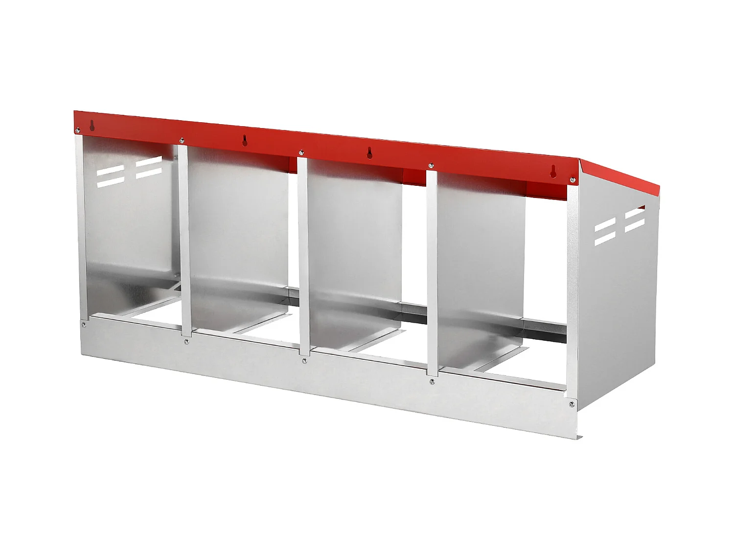 Pondoir pour Poules, SucceBuy Nichoir à Poules à 4 Compartiments, Boîte en Métal avec Conception de Nidification Inclinée