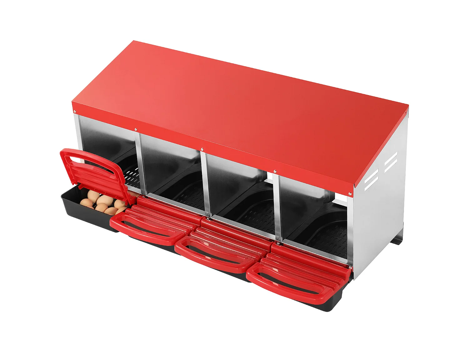 Pondoir pour Poules, SucceBuy Nichoir à Poules à 4 Compartiments, Boîte en Métal avec Conception de Nidification Inclinée