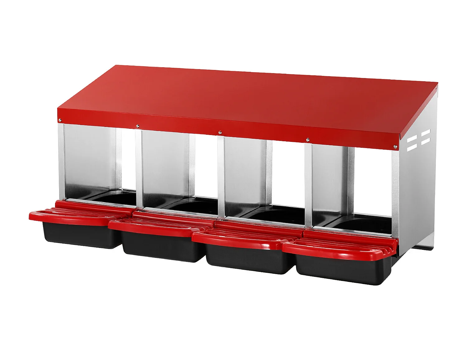 Pondoir pour Poules, SucceBuy Nichoir à Poules à 4 Compartiments, Boîte en Métal avec Conception de Nidification Inclinée