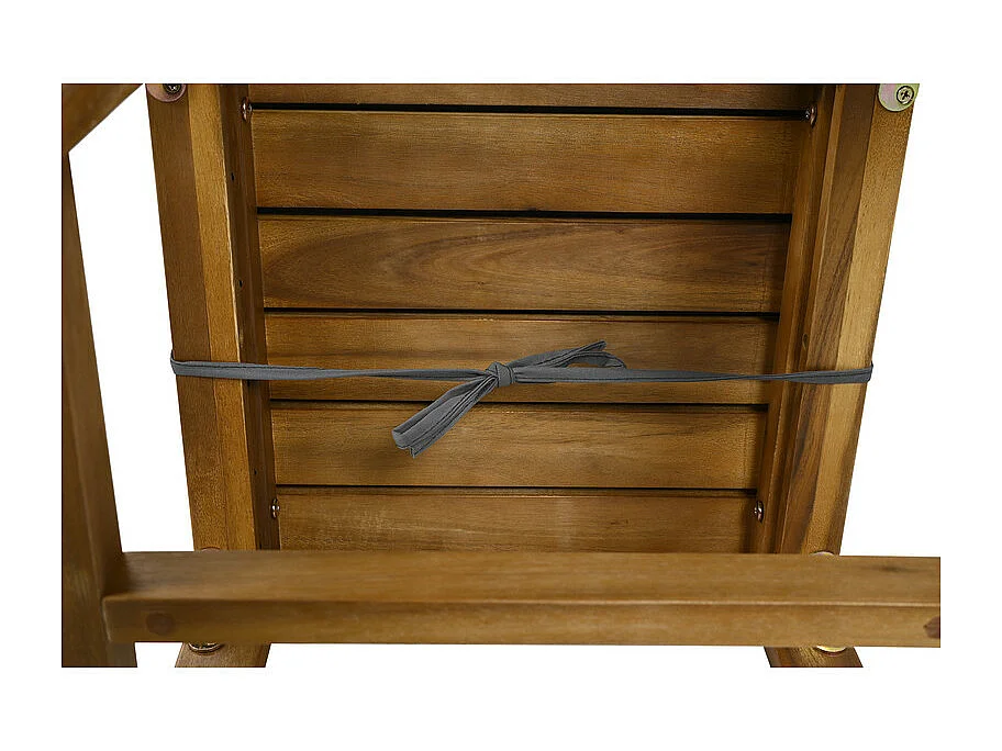 Garten-Esstisch aus Akazienholz: 3-Sitzer Sofa, 2 Sessel und 2 Hocker - Tisch L.150 cm - Natur und Grau