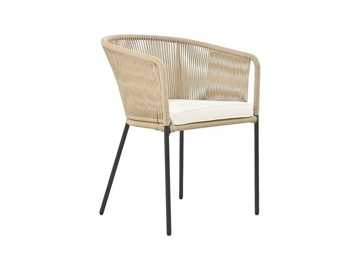 Salle à manger de jardin en bois d'Acacia - Table à manger avec 6 fauteuils - pieds réglables - couverture d'oreiller amovible