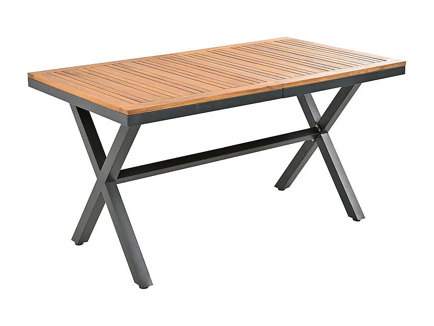 Eethoek in acaciahout: Tafel met 6 stoelen - verstelbare poten - afneembare hoesjes